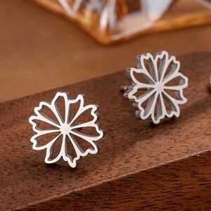 Stainless Steel Floral Stud Earrings